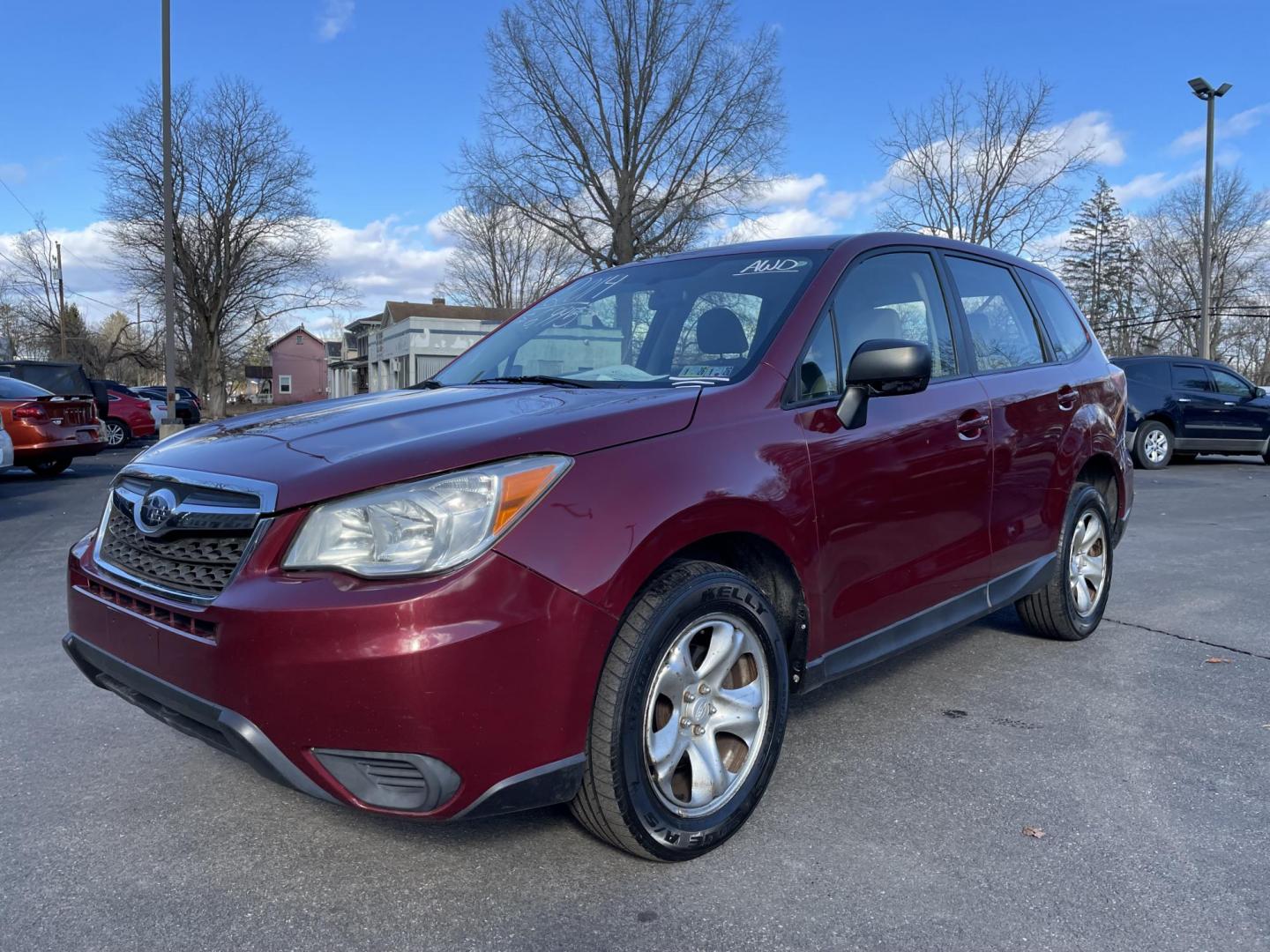 2014 burgandy Subaru Forester 2.5i (JF2SJAAC0EH) with an 2.5L H4 SOHC 16V engine, 6-Speed Automatic transmission, located at 101 N. Main Street, Muncy, PA, 17756, (570) 546-5462, 41.207691, -76.785942 - Photo#0