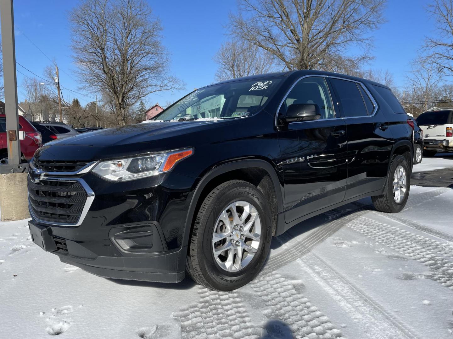 2019 black Chevrolet Traverse LS AWD (1GNEVFKW4KJ) with an 3.6L V6 DOHC 24V engine, 9A transmission, located at 101 N. Main Street, Muncy, PA, 17756, (570) 546-5462, 41.207691, -76.785942 - Photo#0